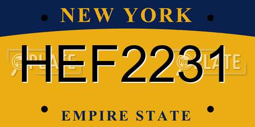 HEF2231 New York License Plate