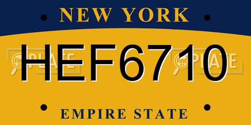 HEF6710 New York License Plate