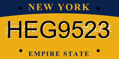 HEG9523 New York License Plate