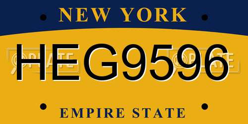 HEG9596 New York License Plate