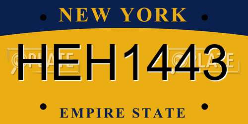 HEH1443 New York License Plate
