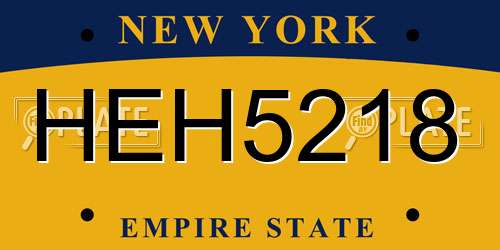 HEH5218 New York License Plate