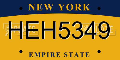 HEH5349 New York License Plate