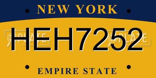 HEH7252 New York License Plate