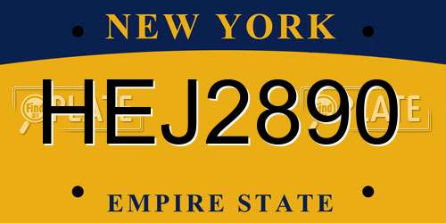 HEJ2890 New York License Plate