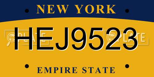 HEJ9523 New York License Plate