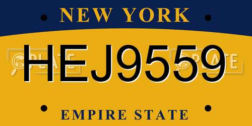 HEJ9559 New York License Plate