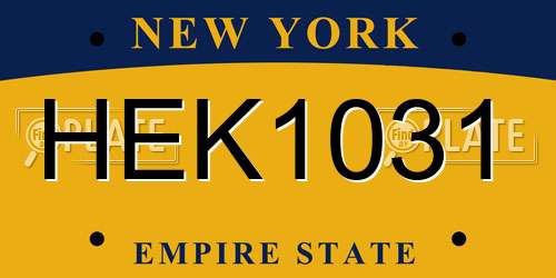 HEK1031 New York License Plate