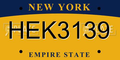 HEK3139 New York License Plate