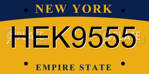 HEK9555 New York License Plate