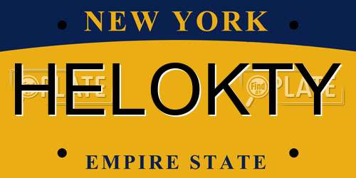 HELOKTY New York License Plate