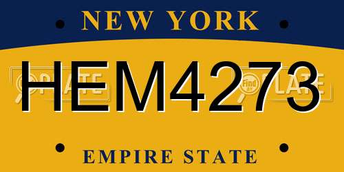 HEM4273 New York License Plate
