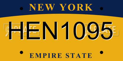 HEN1095 New York License Plate