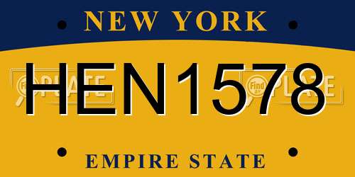 HEN1578 New York License Plate