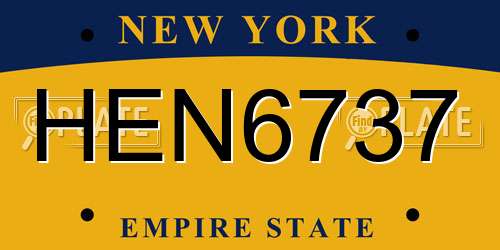 HEN6737 New York License Plate
