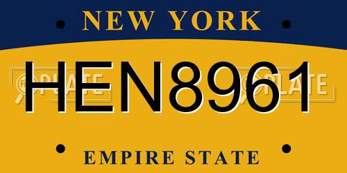 HEN8961 New York License Plate