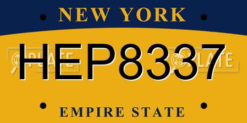 HEP8337 New York License Plate