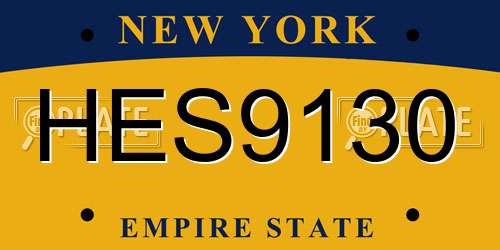HES9130 New York License Plate
