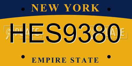 HES9380 New York License Plate