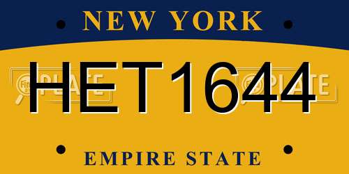 HET1644 New York License Plate