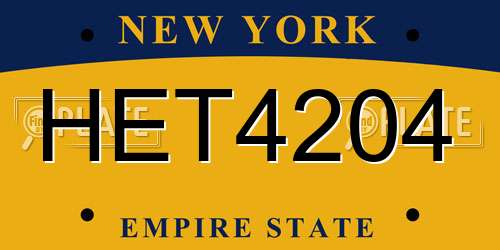 HET4204 New York License Plate
