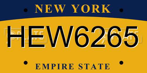 HEW6265 New York License Plate