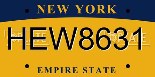 HEW8631 New York License Plate