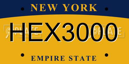 HEX3000 New York License Plate