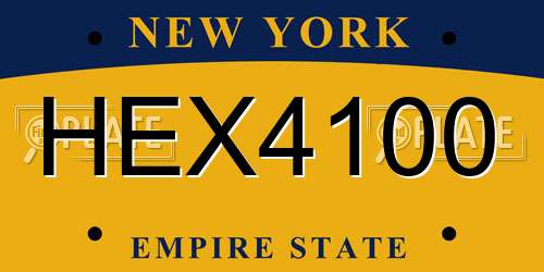 HEX4100 New York License Plate