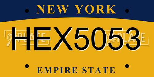 HEX5053 New York License Plate