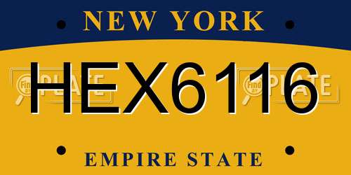 HEX6116 New York License Plate