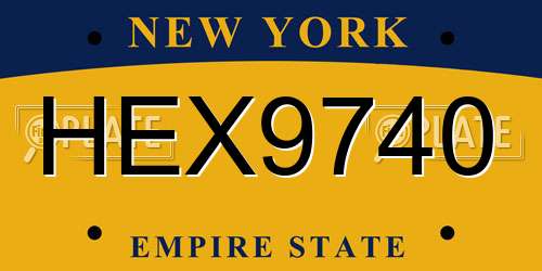 HEX9740 New York License Plate