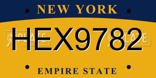 HEX9782 New York License Plate