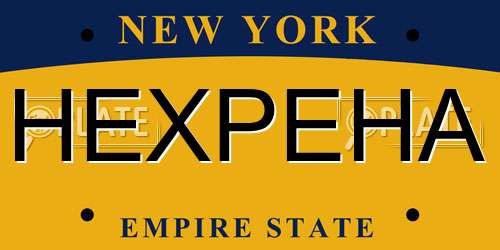 HEXPEHA New York License Plate