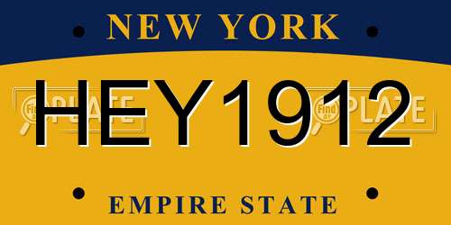 HEY1912 New York License Plate