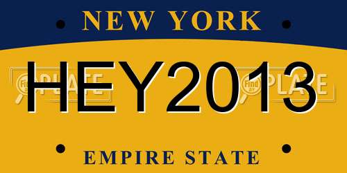 HEY2013 New York License Plate