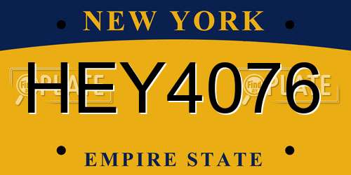 HEY4076 New York License Plate