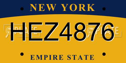 HEZ4876 New York License Plate