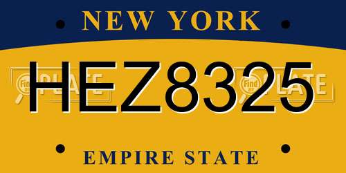 HEZ8325 New York License Plate