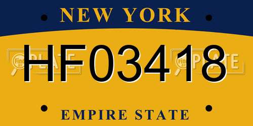 HF03418 New York License Plate