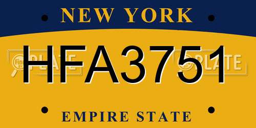 HFA3751 New York License Plate