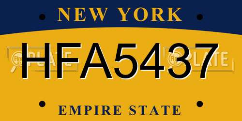 HFA5437 New York License Plate