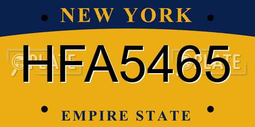 HFA5465 New York License Plate