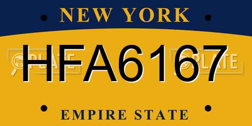 HFA6167 New York License Plate