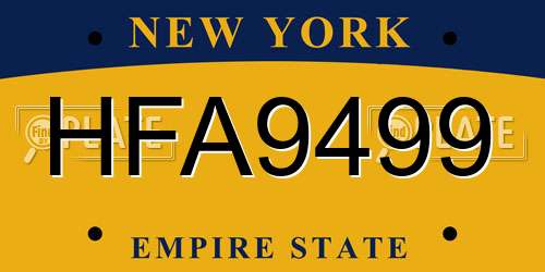 HFA9499 New York License Plate