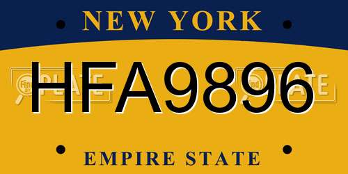HFA9896 New York License Plate