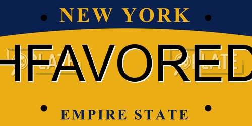 HFAVORED New York License Plate