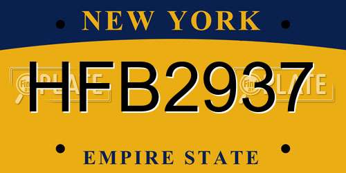 HFB2937 New York License Plate