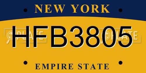 HFB3805 New York License Plate