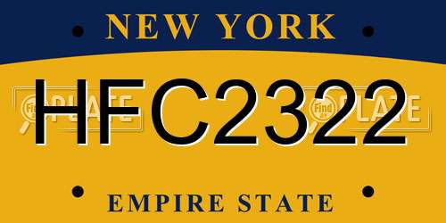 HFC2322 New York License Plate